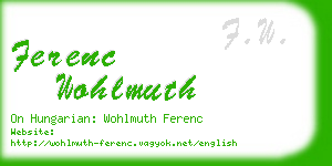 ferenc wohlmuth business card